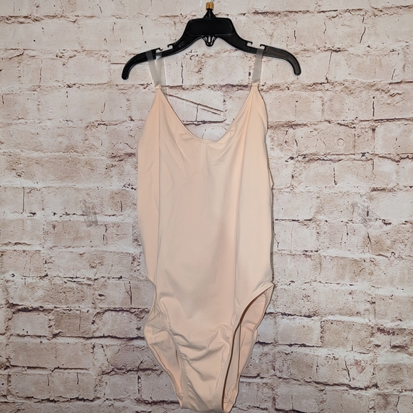 ♥️Capezio Women's Camisole Leotard with Clear Transition Straps, Nude, Large - Picture 2 of 4